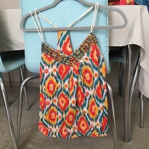 Ikat print tank